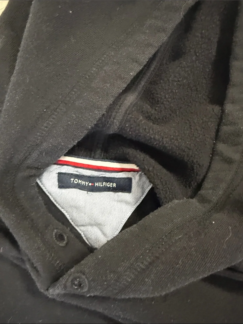 Tommy Hilfiger Black Mens Hooded Pullover Sweatshirt Logo Front Pockets - 2XL - Picture 2 of 4